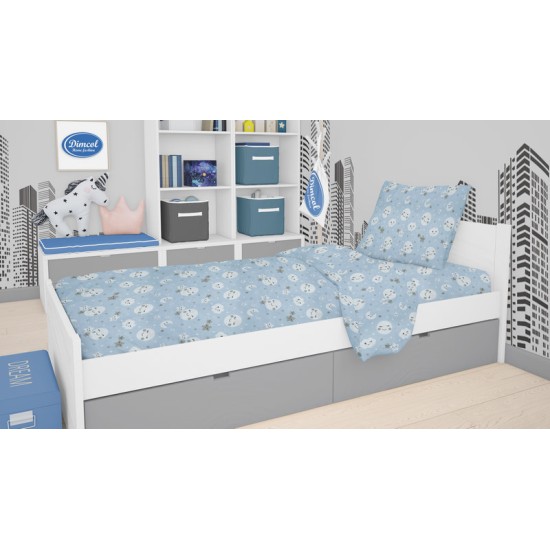 Κατωσέντονο Κούνιας Baby Bed Smile 81 Blue Cotton Dimcol (70x140+15) Με Λάστιχο 1Τεμ