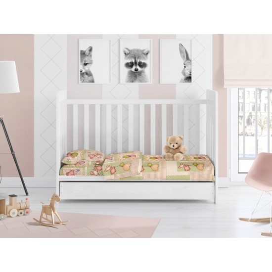 Κατωσέντονο Φανελένιο Κούνιας Baby Flannel Baloon 76 Beige Cotton Dimcol (70x140+15) Με Λάστιχο 1Τεμ