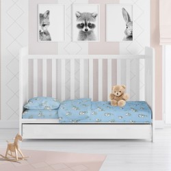 Κατωσέντονο Φανελένιο Κούνιας Baby Birds 14 Blue Cotton Dimcol (70x140+15) Με Λάστιχο 1Τεμ