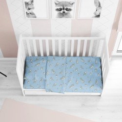 Κατωσέντονο Φανελένιο Κούνιας Baby Birds 14 Blue Cotton Dimcol (70x140+15) Με Λάστιχο 1Τεμ