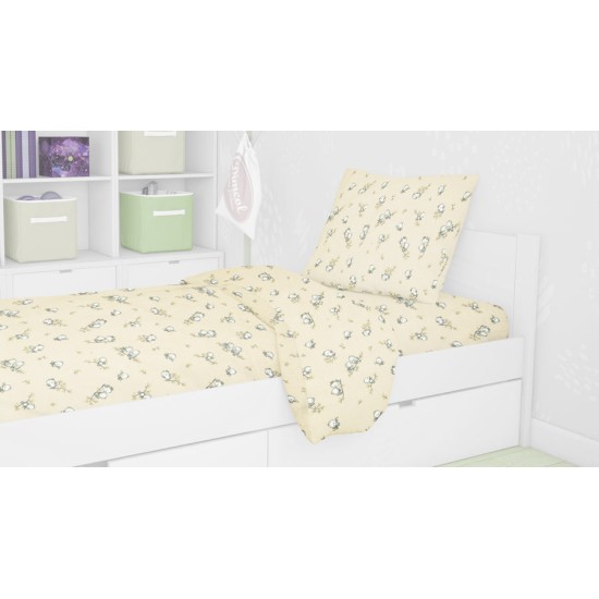 Παπλωματοθήκη Παιδική Φανελένια Μονή Birds 16 Ecru Flannel Cotton Dimcol (160x240) 1Τεμ