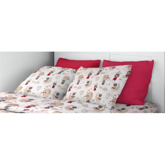 Μαξιλαροθήκη Παιδική Reach The Stars 190 Beige Cotton Dimcol (50x70) 1Τεμ