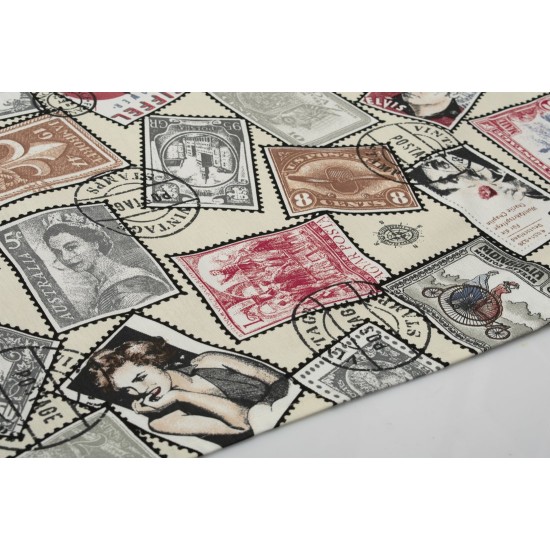 Τραβέρσα Αλέκιαστη Vintage Post Stamps 482 Ecru Dimcol (40x180) 1Τεμ