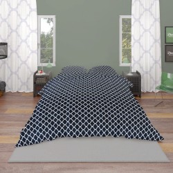 Σεντόνια Υπέρδιπλα Σετ Windows 175 Dark Blue-White Cotton Dimcol (220x240) 4Τεμ