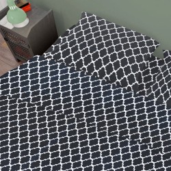 Σεντόνια Μονά Σετ Windows 175 Dark Blue-White Cotton Dimcol (160x240) 3Τεμ