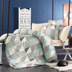 Μαξιλαροθήκη Φανελένια Flannel Geometrical 330 Green-Beige Dimcol (50x70) 1Τεμ