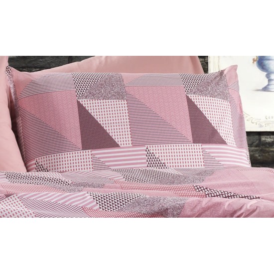 Μαξιλαροθήκη Φανελένια Flannel Geometrical 331 Pink-Salmon Dimcol (50x70) 1Τεμ