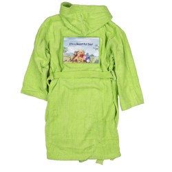 Μπουρνούζι Παιδικό Με Κουκούλα Disney Winnie L.Green Velour Cotton Dimcol 1Τεμ