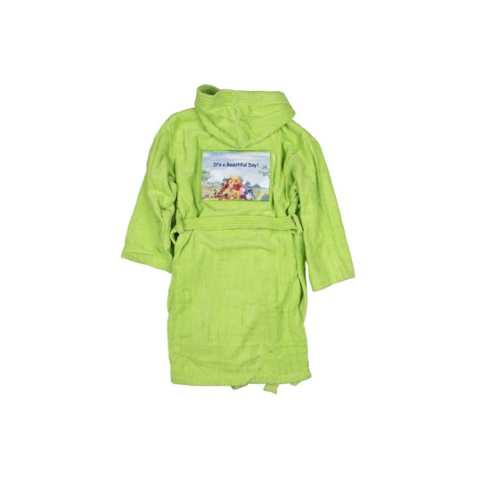 Μπουρνούζι Παιδικό Με Κουκούλα Disney Winnie L.Green Velour Cotton Dimcol 1Τεμ