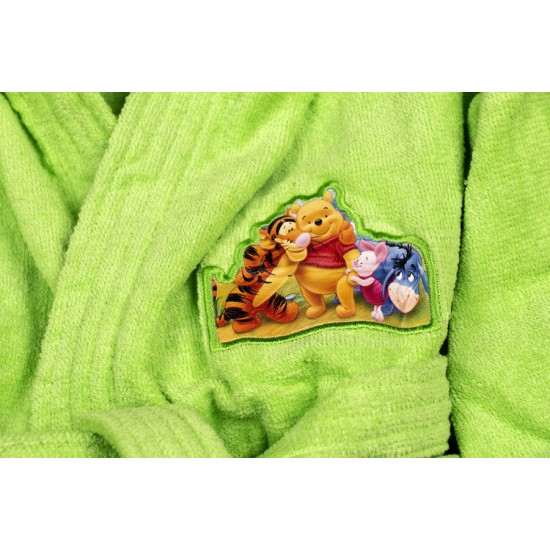 Μπουρνούζι Παιδικό Με Κουκούλα Disney Winnie L.Green Velour Cotton Dimcol 1Τεμ