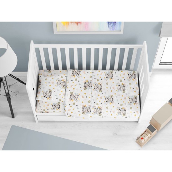 Παπλωματοθήκη Βρεφική Κούνιας Bebe Lion Cub 531 Grey Cotton Dimcol (120x160) 1Τεμ
