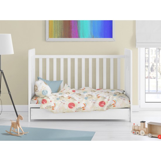 Παπλωματοθήκη Βρεφική Κούνιας Bebe Spaceship 186 Beige Cotton Dimcol (120x160) 1Τεμ