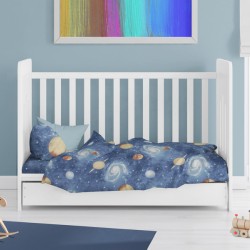 Παπλωματοθήκη Βρεφική Κούνιας Bebe Milky Way 185 Blue Cotton Dimcol (120x160) 1Τεμ