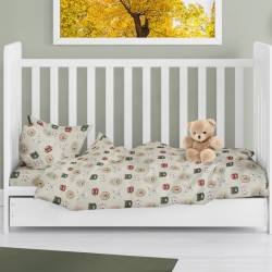 Παπλωματοθήκη Βρεφική Κούνιας Bebe Big Cats 27 Light Olive Cotton Dimcol (120x160) 1Τεμ