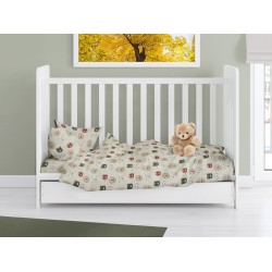 Παπλωματοθήκη Βρεφική Κούνιας Bebe Big Cats 27 Light Olive Cotton Dimcol (120x160) 1Τεμ