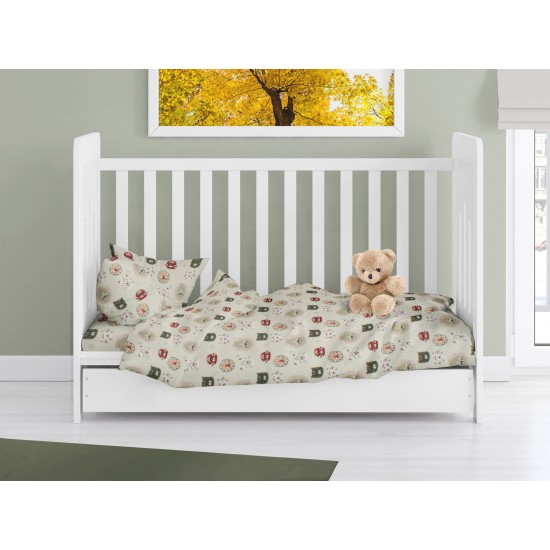 Παπλωματοθήκη Βρεφική Κούνιας Bebe Big Cats 27 Light Olive Cotton Dimcol (120x160) 1Τεμ