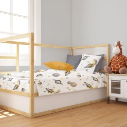 Παπλωματοθήκη Βρεφική Κούνιας Bebe Space Mission 183 White-Grey Cotton Dimcol (120x160) 1Τεμ