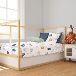 Παπλωματοθήκη Βρεφική Κούνιας Bebe Rainbow 574 White-Blue Cotton Dimcol (120x160) 1Τεμ