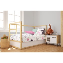 Παπλωματοθήκη Βρεφική Κούνιας Bebe Rainbow 575 White-Pink Cotton Dimcol (120x160) 1Τεμ