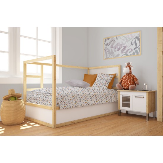 Παπλωματοθήκη Βρεφική Κούνιας Bebe Forest Fox 527 Grey Cotton Dimcol (120x160) 1Τεμ