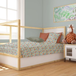 Παπλωματοθήκη Βρεφική Κούνιας Bebe Forest Fox 528 Pale Cyan Cotton Dimcol (120x160) 1Τεμ