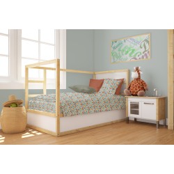 Παπλωματοθήκη Βρεφική Κούνιας Bebe Forest Fox 528 Pale Cyan Cotton Dimcol (120x160) 1Τεμ