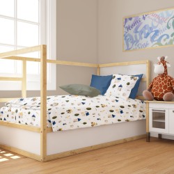 Παπλωματοθήκη Βρεφική Κούνιας Bebe Village 579 White-Green Cotton Dimcol (120x160) 1Τεμ