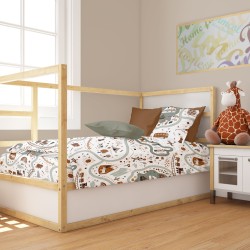 Παπλωματοθήκη Βρεφική Κούνιας Bebe Countryside 580 White-Mint Cotton Dimcol (120x160) 1Τεμ