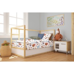 Παπλωματοθήκη Βρεφική Κούνιας Bebe Dinosaur 519 White-Blue Cotton Dimcol (120x160) 1Τεμ