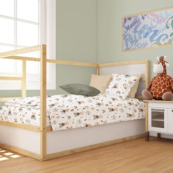 Παπλωματοθήκη Βρεφική Κούνιας Bebe Cloudy Bear 581 White-Olive Cotton Dimcol (120x160) 1Τεμ