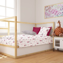 Παπλωματοθήκη Βρεφική Κούνιας Bebe Cloudy Bear 582 White-Pink Cotton Dimcol (120x160) 1Τεμ