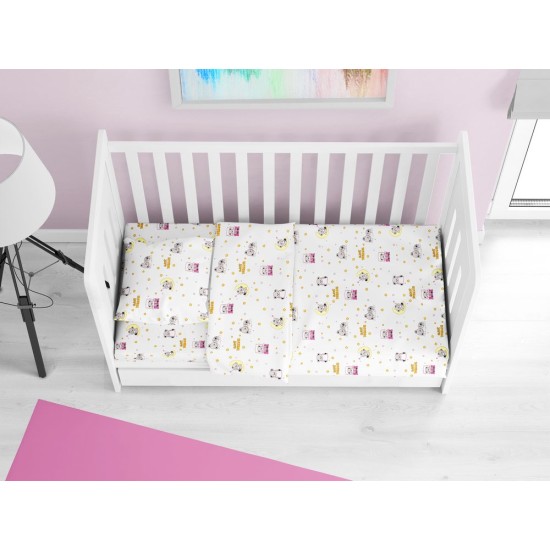 Πάπλωμα Βρεφικό Κούνιας Bebe Sweet Dreams 553 White-Pink Cotton Dimcol (120x160) 1Τεμ