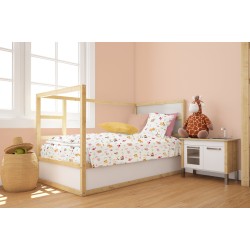 Πάπλωμα Βρεφικό Κούνιας Bebe Forest Animals 571 White-Pink Cotton Dimcol (120x160) 1Τεμ