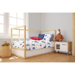 Πάπλωμα Βρεφικό Κούνιας Bebe Space Mission 184 White-Blue Cotton Dimcol (120x160) 1Τεμ