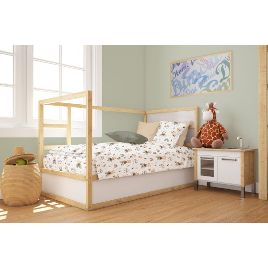 Πάπλωμα Βρεφικό Κούνιας Bebe Cloudy Bear 581 White-Olive Cotton Dimcol (120x160) 1Τεμ