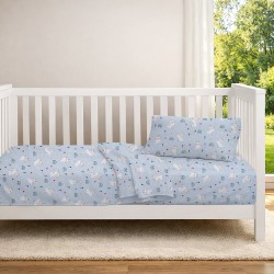 Σεντόνια Βρεφικά Κούνιας Σετ Bebe Rabbit Garden 584 Sky Blue Cotton Dimcol (120x160) 3Τεμ