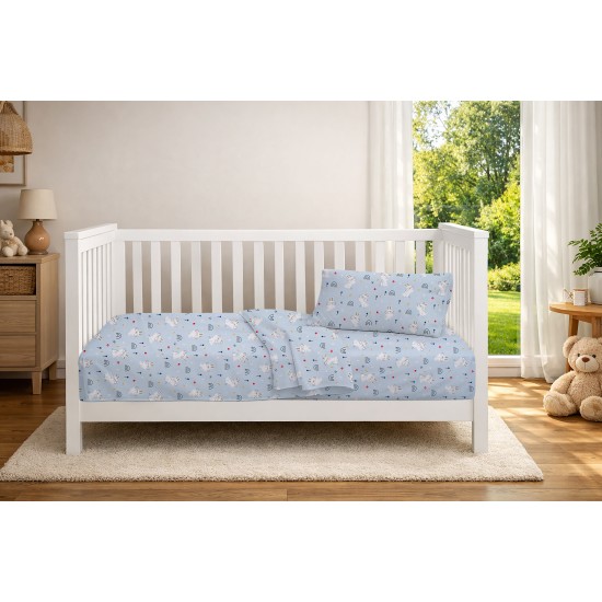 Κατωσέντονο Κούνιας Bebe Rabbit Garden 584 Sky Blue Cotton Dimcol (70x140+15) Με Λάστιχο 1Τεμ