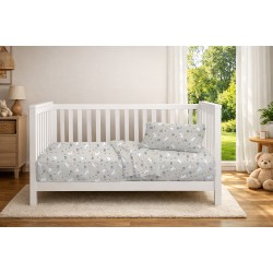 Παπλωματοθήκη Βρεφική Κούνιας Bebe Rabbit Garden 586 Grey Cotton Dimcol (120x160) 1Τεμ