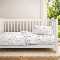 Κατωσέντονο Κούνιας Bebe Whimsical Mountainside 587 White-Pastel Lilac Cotton Dimcol (70x140+15) Με Λάστιχο 1Τεμ