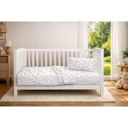 Παπλωματοθήκη Βρεφική Κούνιας Bebe Whimsical Mountainside 587 White-Pastel Lilac Cotton Dimcol (120x160) 1Τεμ