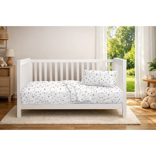 Παπλωματοθήκη Βρεφική Κούνιας Bebe Whimsical Mountainside 588 White-Grey Cotton Dimcol (120x160) 1Τεμ