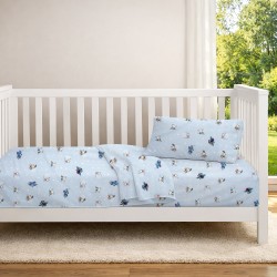 Σεντόνια Βρεφικά Κούνιας Σετ Bebe Bear's Playtime 591 Sky Blue Cotton Dimcol (120x160) 3Τεμ