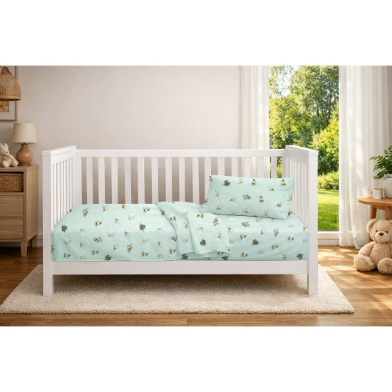 Παπλωματοθήκη Βρεφική Κούνιας Bebe Bear's Playtime 593 Mint Cotton Dimcol (120x160) 1Τεμ
