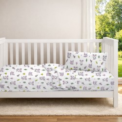 Παπλωματοθήκη Βρεφική Κούνιας Bebe Foxes 594 White-Pastel Lilac Cotton Dimcol (120x160) 1Τεμ