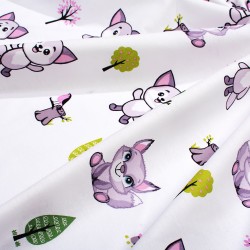 Παπλωματοθήκη Βρεφική Κούνιας Bebe Foxes 594 White-Pastel Lilac Cotton Dimcol (120x160) 1Τεμ