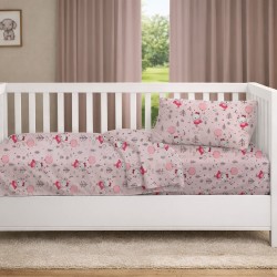 Σεντόνια Βρεφικά Κούνιας Σετ Bebe Ballerina Bear 598 Pink Cotton Dimcol (120x160) 3Τεμ