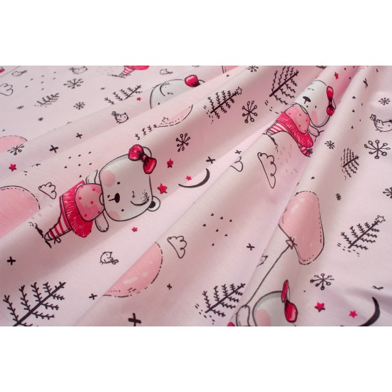 Κατωσέντονο Κούνιας Bebe Ballerina Bear 598 Pink Cotton Dimcol (70x140+15) Με Λάστιχο 1Τεμ