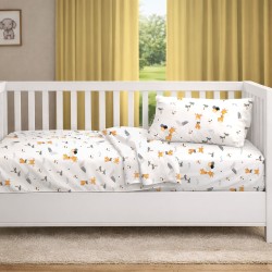 Παπλωματοθήκη Βρεφική Κούνιας Bebe Giraffe 599 White-Orange Cotton Dimcol (120x160) 1Τεμ