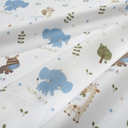 Παπλωματοθήκη Βρεφική Κούνιας Bebe Happy Safari 711 White-Sky Blue Cotton Dimcol (120x160) 1Τεμ