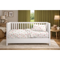 Παπλωματοθήκη Βρεφική Κούνιας Bebe Happy Safari 712 White-Pink Cotton Dimcol (120x160) 1Τεμ Παπλωματοθήκη Βρεφική Κούνιας Bebe Happy Safari 712 White-Pink Cotton Dimcol (120x160) 1Τεμ